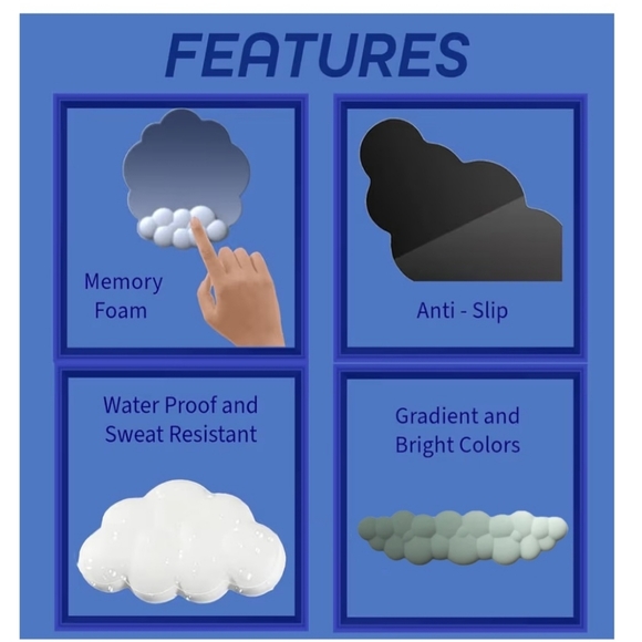 Keyboard Wrist Rest Ergonomic Arm Support Set (4 Pieces) Cloud Keyboard - Picture 5 of 5